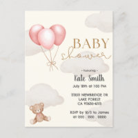 Baby shower d'aquarelle Teddy Bear Ping Ballons