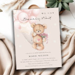 Carte Postale Baby shower d'attente de l'ours blanc mou<br><div class="desc">Pour toute autre personnalisation ou tout autre élément correspondant,  n'hésitez pas à me contacter à l'adresse yellowfebstudio@gmail.com</div>