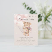 Carte Postale Baby shower d'attente de l'ours blanc mou (Debout devant)
