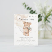 Carte Postale Baby shower d'attente de l'ours d'ivoire mignon (Debout devant)