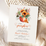 Carte Postale Baby shower d'automne de fleurs de tournesol peu C<br><div class="desc">Cette mignonne invitation au baby shower présente un citrouille d'aquarelle débordant de fleurs d'automne et de feuillage, y compris des tournesols, au-dessus des mots "un petit citrouille est sur le chemin." Le mot "citrouille" est en écriture manuscrite orange brûlée ornée de courbes imitant les vignes citrouilles. Personnalisez le texte avec...</div>