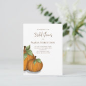 Carte Postale Baby Shower d'Automne Élégant Citrouilles Mignon (Debout devant)