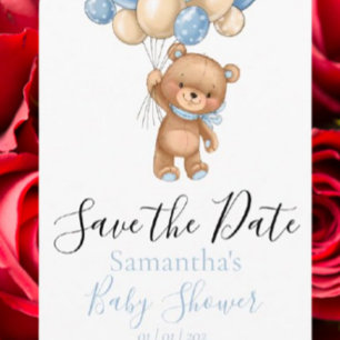 Carte Postale Baby shower de ballon d'ours en peluche Enregistre