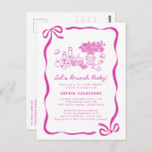 Carte postale Baby shower de Brunch à main fantais (Devant / Derrière)