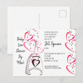Carte Postale Baby shower de Coeurs roses par Invitation de mess (Devant / Derrière)