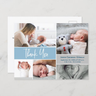 Carte Postale Baby shower de collection photo de la main bleue