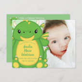 Carte Postale Baby shower de dragon vert (Devant / Derrière)