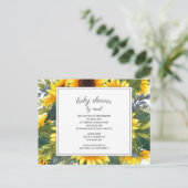 Carte Postale Baby shower de Feuilles verts de tournesols par co (Debout devant)