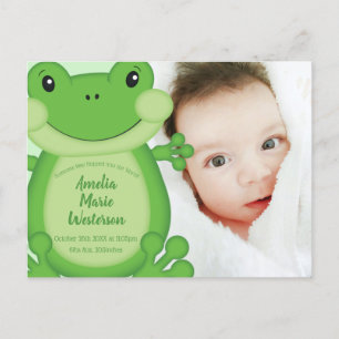 Carte Postale Baby shower de grenouille vert