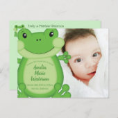 Carte Postale Baby shower de grenouille vert (Devant / Derrière)