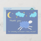 Carte Postale Baby shower de Merci doux bleu Lullabe (Devant / Derrière)