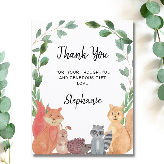 Carte postale Baby shower de Merci pour animaux de