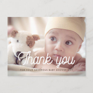 Carte Postale Baby shower de police rétro merci photo