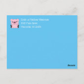 Carte Postale Baby shower de porc ferme Blue Boy (Dos)