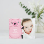 Carte Postale Baby shower de porc ferme fille rose (Debout devant)