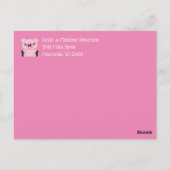 Carte Postale Baby shower de porc ferme fille rose (Dos)