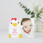 Carte Postale Baby shower de poulet rose (Debout devant)