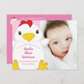 Carte Postale Baby shower de poulet rose (Devant / Derrière)