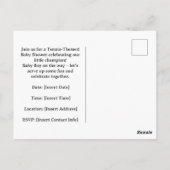 Carte Postale Baby shower de tennis pour bébé garçon bleu thème (Dos)