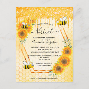 Carte Postale Baby shower de tournesol de parties scintillant d'