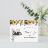 Carte Postale Baby shower de tournesol éléphant par Merci du cou (Debout devant)