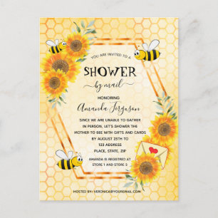 Carte Postale Baby shower de tournesols d'abeilles par courriel