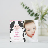 Carte Postale Baby shower de vache rose (Debout devant)