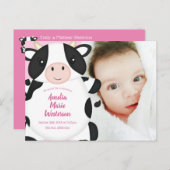 Carte Postale Baby shower de vache rose (Devant / Derrière)