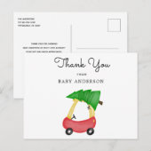 Carte Postale Baby shower de voiture rouge vacances Merci (Devant / Derrière)