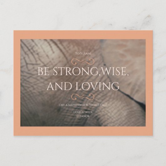 Carte Postale Baby shower d'éléphant de pêche (Devant)