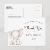 Carte Postale Baby shower des éléphants par Merci du courrier (Devant / Derrière)