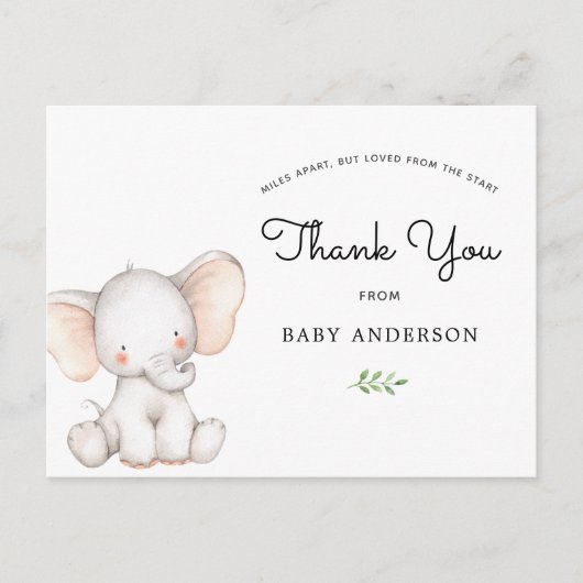 Carte Postale Baby shower des éléphants par Merci du courrier (Devant)