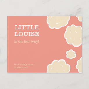 Carte Postale Baby shower des nuages de corail