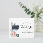 Carte Postale Baby shower d'hiver rose par Merci de courrier (Debout devant)