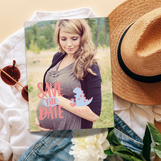 Carte Postale Baby shower Dinosaur Enregistrer La Date