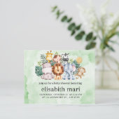 Carte Postale baby shower d'invitation, animaux (Debout devant)