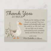 Carte postale Baby shower d'oie d'aquarelle Merci (Devant)