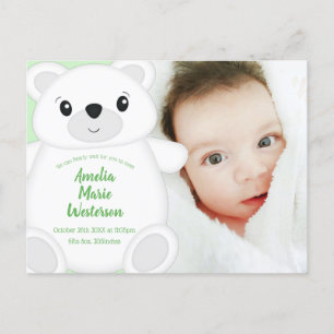 Carte Postale Baby shower d'ours polaire