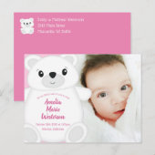 Carte Postale Baby shower d'ours polaire rose (Devant / Derrière)