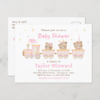 Baby shower du train Bear Pink