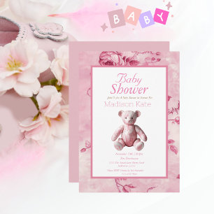 Carte Postale Baby shower élégant en toile rose