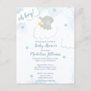 Carte postale Baby shower Elephant Aquarelle