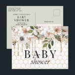 Carte Postale Baby shower en marbre à Parties scintillant fleuri<br><div class="desc">Elégante Parties scintillant Florale Drip Marble Baby Shower Invitations dispose d'une élégante couleur d'eau neutre genre floral, nid d'abeille et parties scintillant goutte à goutte avec votre Baby shower Invitation informations. Parfait pour votre maman spéciale à célébrer pour les bébés du printemps, de l'été, de l'hiver ou de l'automne avec...</div>