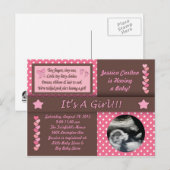 Carte postale Baby shower fille (Devant / Derrière)