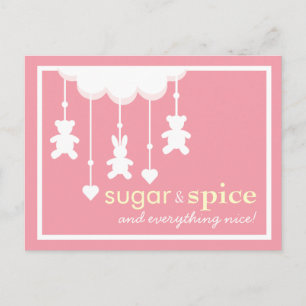 Carte postale Baby shower fille sucre et épice
