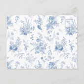 Carte Postale Baby Shower Fleur Bleue Toile De Jouy Français (Dos)