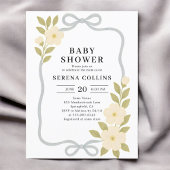 Carte Postale Baby shower fleur sauvage Blue Bow