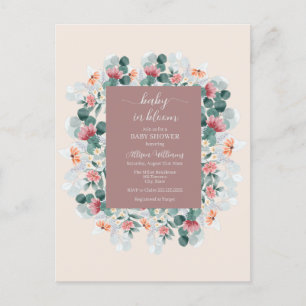 Carte Postale Baby shower fleur sauvage moderne et élégant