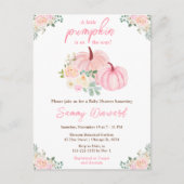Carte Postale Baby shower Floral Citrouille rose (Devant)
