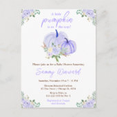 Carte Postale Baby shower Floral Citrouille violet (Devant)